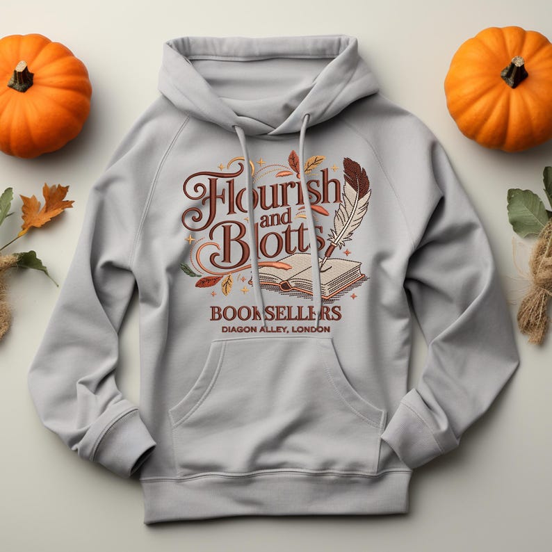 Broderimönster med Flourish och blotts, broderimönster med bokälskare, trendiga Halloween-broderifiler, presenter till Halloween, 5x7 bild 4