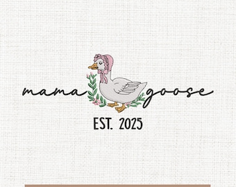 Motifs de broderie maman oie, motif de broderie oie, fichiers de broderie fête des mères à la mode, cadeaux pour la fête des mères, 5 x 7