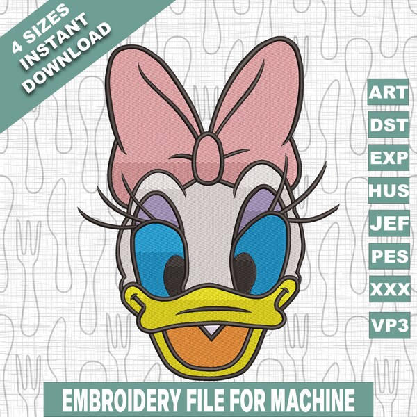 Duck Face Embroidery Designs Files, Valentine's Day Embroidery Designs, Machine Embroidery Files, 4 Sizes, Instant Download