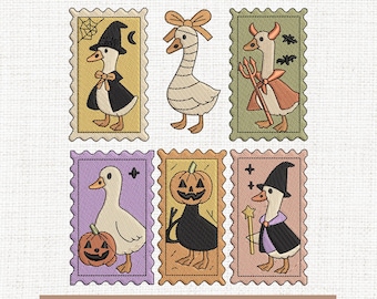 Disegni da ricamo a forma di oca fantasma Boo, modello da ricamo a forma di oca per Halloween, file da ricamo alla moda per Halloween, regali per Halloween, 5x7