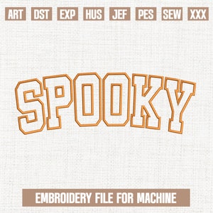 Spooky applique embroidery designs, fall embroidery pattern, spooky varsity embroidery files trendy, gifts for halloween, 5x7