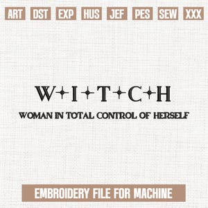 W.I.T.C.H embroidery designs, Halloween Witches embroidery pattern, halloween embroidery files trendy, gifts for halloween, 5x7