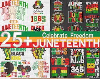 25+ Juneteenth Stickmuster, Bundle juniteenth Stickmuster, Feier Freiheit Stickdateien trendy, 4 Größen
