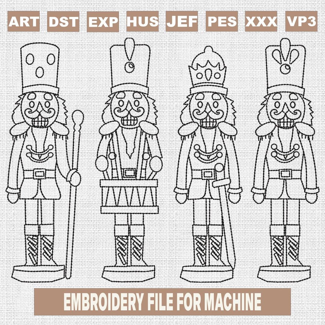 Retro Nutcracker Embroidery Designs, Preppy Christmas Embroidery ...
