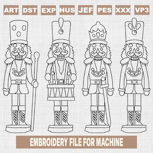 Retro nutcracker embroidery designs, preppy christmas embroidery pattern, christmas embroidery files trendy, gifts for christmas, 5x7