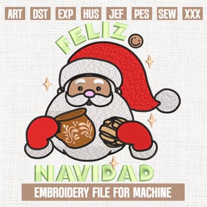 Feliz navidad embroidery designs, santa claus embroidery pattern, christmas embroidery files trendy, gifts for christmas, 5x7
