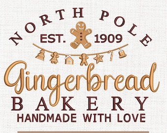 North pole gingerbread embroidery designs, gingerbread embroidery pattern, christmas embroidery files trendy, gifts for christmas, 5x7