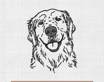 Golden retriever dog embroidery designs, dog embroidery pattern, pet lover embroidery files trendy, machine embroidery designs, 5 sizes