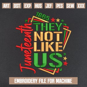They Not Like Us embroidery designs, Juneteenth Black History Month embroidery pattern, Black Lives Matter embroidery files, 5x7, 4x4