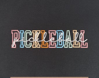 Pickleball applique embroidery designs, font pickleball embroidery pattern, sport embroidery files trendy, gifts for sport, 5x7