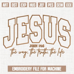Jesus the way applique embroidery designs, christian quotes embroidery pattern, christmas embroidery files trendy, gifts for christmas, 5x7
