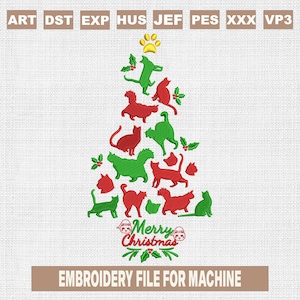 Cat christmas embroidery designs, merry catmas embroidery pattern, christmas embroidery files trendy, gifts for christmas, 5x7