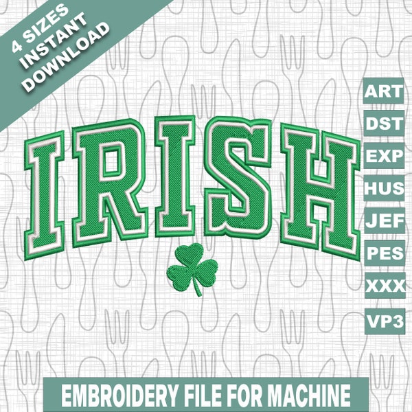 Irish Embroidery Designs, Lucky Embroidery Designs, St Patricks Day Embroidery Designs, 4 Sizes, Instant Download