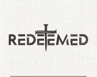 Desenhos de bordado "Redenção", padrão de bordado com citação religiosa, arquivos de bordado cristão modernos, presentes para cristãos, 5x7