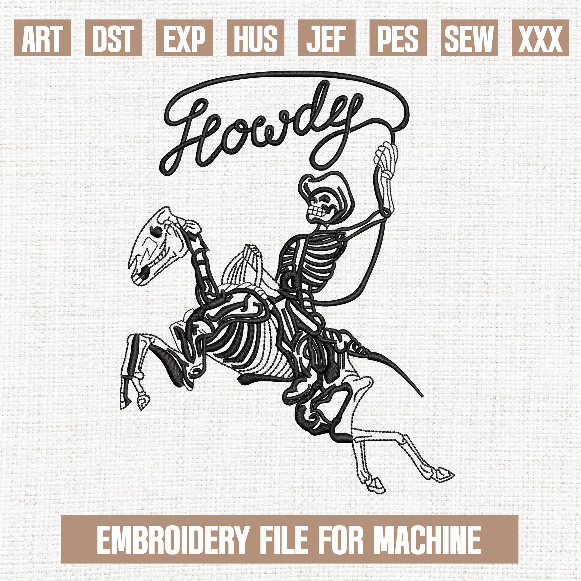 Skeleton cowboy embroidery designs, western halloween embroidery pattern, halloween skeleton embroidery files trendy, halloween kids , 5x7