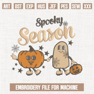 Spooky Season embroidery designs, cute halloween embroidery pattern, kids halloween embroidery files trendy, 5 sizes