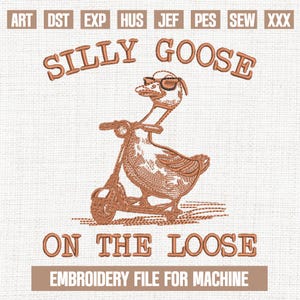 Goose sunglasses embroidery designs, cute goose embroidery pattern, animals embroidery files trendy, gifts for animals, 5x7