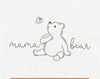 Mama bear embroidery designs, mom embroidery pattern, mother day embroidery files trendy, gifts for mother day, 5x7