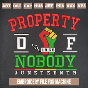 Diseños de bordado de Juneteenth, patrón de bordado de Juneteenth, archivos de bordado de Juneteenth de 1865, 4 tamaños