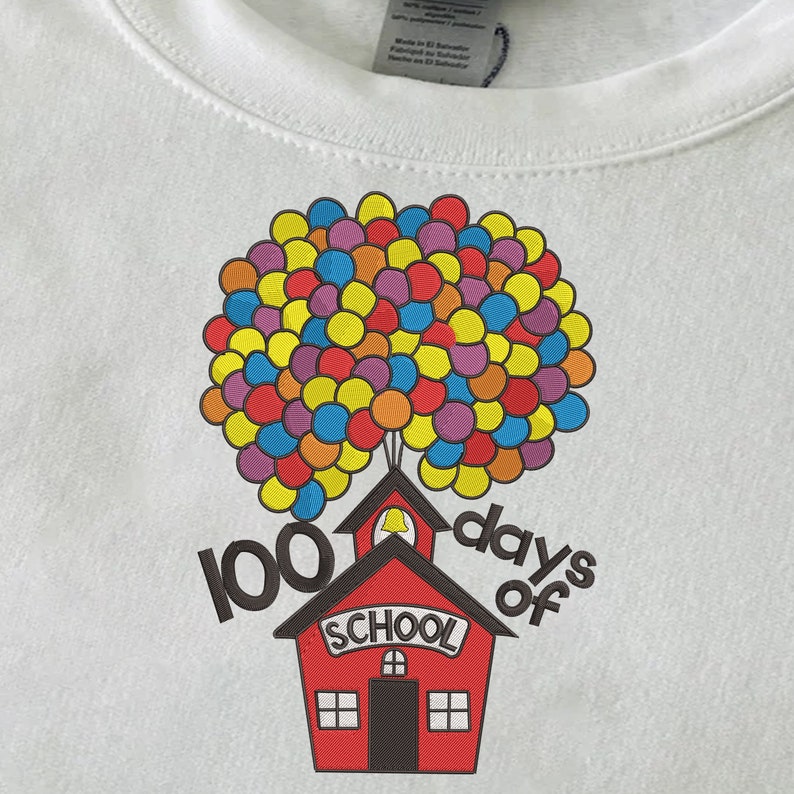 100 Days of School Embroidery Designs Files, House School Embroidery