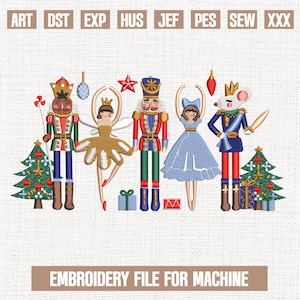 Nutcracker ballet embroidery designs, merry christmas embroidery pattern, christmas embroidery files trendy, gifts for christmas, 5x7