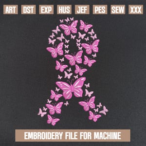 Butterfly cancer embroidery designs, fight cancer embroidery pattern, cancer embroidery files trendy, gifts for cancer, 5x7