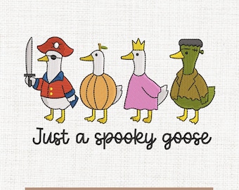Disegni da ricamo con oche carine e inquietanti, motivo da ricamo con oche spettrali, file da ricamo di Halloween alla moda, regali per Halloween, 5x7