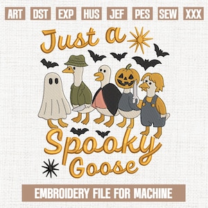 Just a spooky goose embroidery designs, funny goose embroidery pattern, halloween embroidery files trendy, gifts for halloween, 5x7