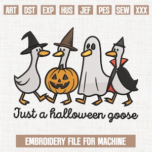 Funny Halloween Goose embroidery designs, Just A Halloween Goose embroidery pattern, Trick or Treat embroidery files, 5x7, 4x4