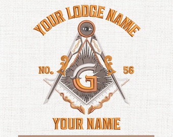 Freemason Square and Compasses embroidery designs, Masonic embroidery pattern, 5 Sizes, Instant Download