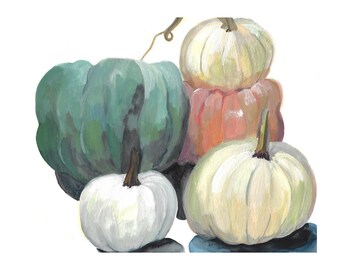 Pastel Pumpkins Watercolor Print