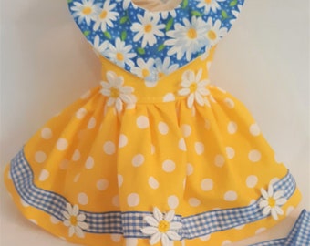 Daisy Doll Dress: Yellow Polka Dot, Blue Gingham, Fits 14" Dolls