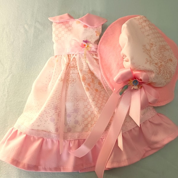 Very Pink, Very Girlie, Gown And Fancy Hat, Fits 14 Inch Wellie, 14 Inch Toni P 90, And Others, Peter Pan Collar, Ribbons, And flower Trim