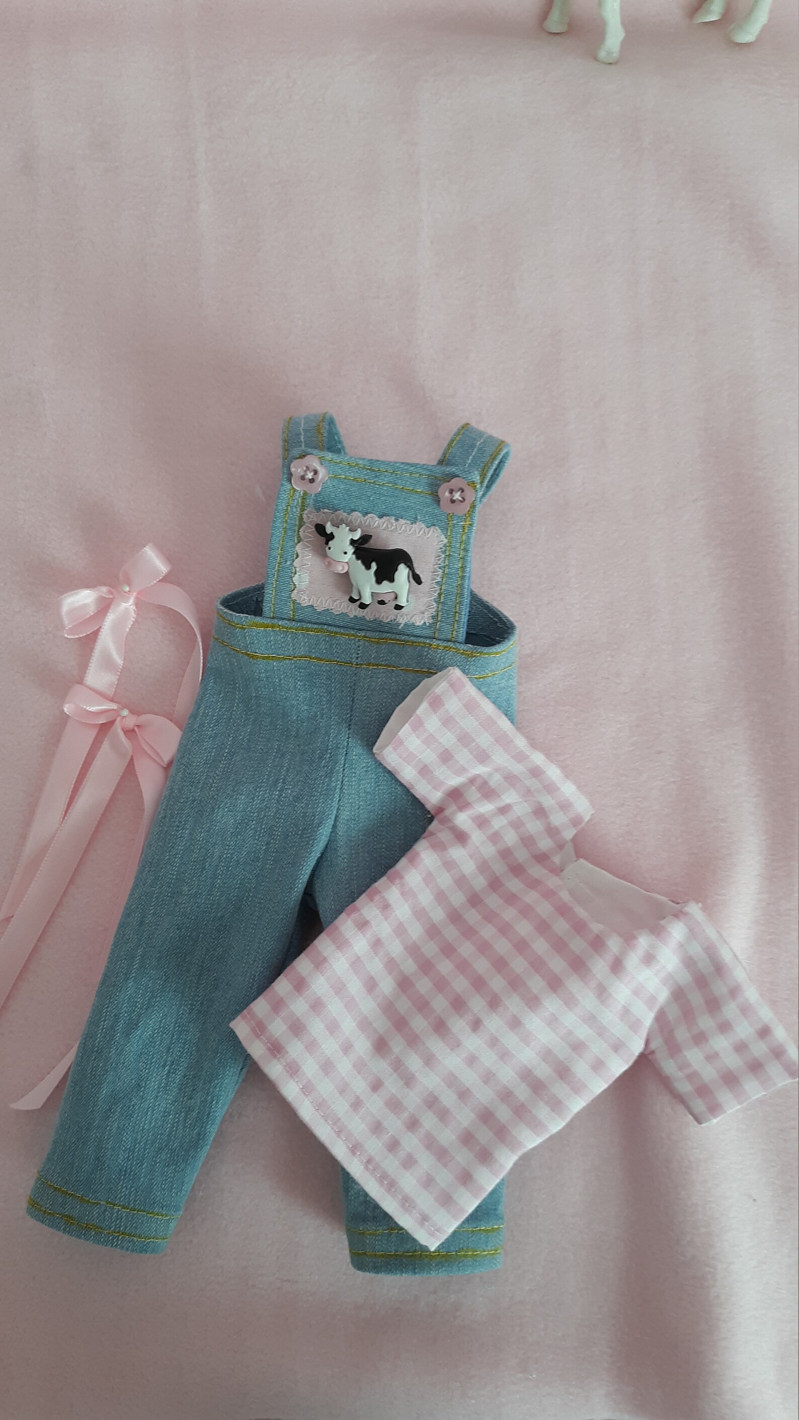 Pink Cow Overalls for 14 dolls such as American Girl Etsy