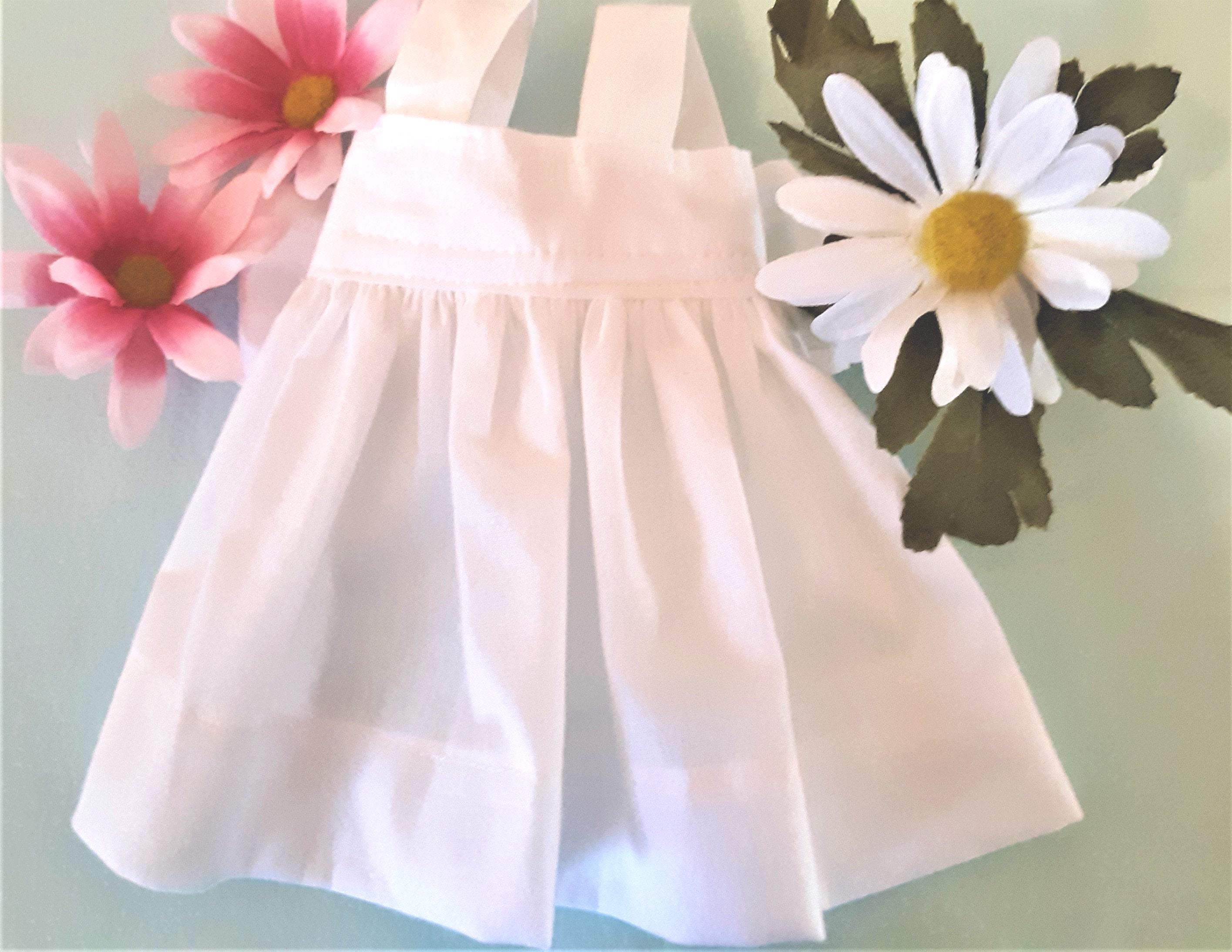 Handmade White Cotton Doll Apron With Long Ties,Fits 14 Inch Dolls