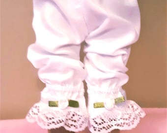 White Bloomers With Lace, Satin Ribbon, And Satin Roses, Fits 14 Inch Dolls, Handmade