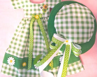 Green Gown And Hat Fits 14" Wellie Wishers, Toni P 90, And Others