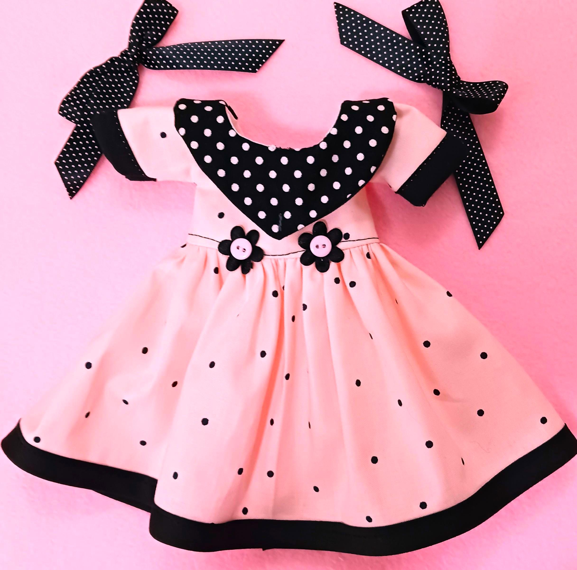 blue dress for baby girl Marilyn Halter Skater Fit N Flare Dress in Pink & Black Polka Dot Holo XLarge