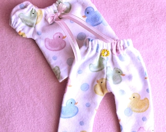 14" Doll Rubber Ducky Pajamas In Flannel