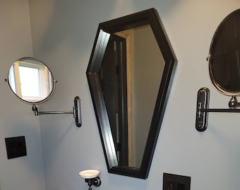 Handmade Wooden Coffin Shaped Mirror. Gothic. 27.5&quot;×18.5&quot;