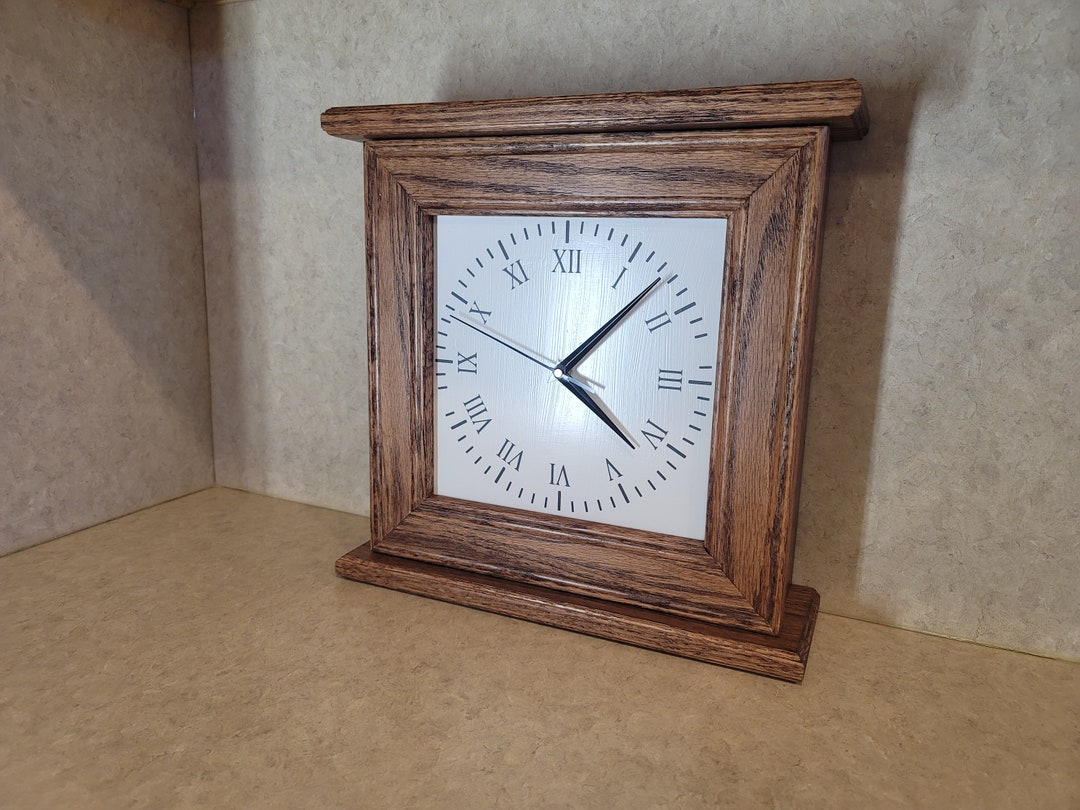 Pistol Concealment Clock. Hidden Gun Storage. Solid Oak Mantle Clock