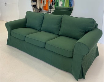 Funda de sofá de 3 plazas EKTORP, funda de lino natural hecha a mano - Hecha a medida para adaptarse al sofá de 3 plazas IKEA EKTORP
