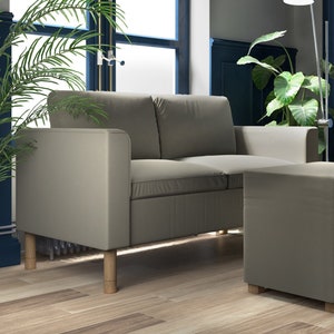 PÄRUP 2 Seat Sofa Cover, Handmade Natural Linen Slipcover - Custom Made To Fit Parup 2 Seater Couch Model