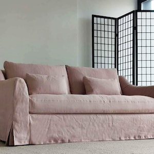 FÄRLÖV 2-Sitzer Sofa Bettbezug, Handgefertigter Bezug aus Naturleinen - Nach Maß für das Farlov 2-Sitzer Schlafcouch Modell
