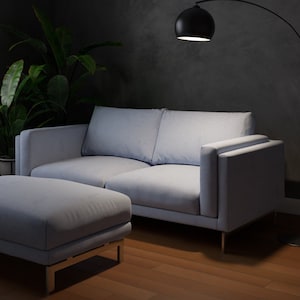 Funda de sofá de 2 plazas NOCKEBY, hecha a mano en lino natural. Fabricada a medida para el modelo de sofá de 2 plazas NOCKEBY.