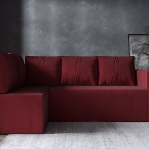FÅGELBO Corner Sofa Bed Left Cover, Handmade Natural Linen Slipcover - Custom Made To Fit Fagelbo Corner Sleeper Sofa Couch Model