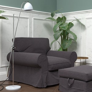 EKTORP Armchair Cover, Handmade Natural Linen Slipcover - Custom Made To Fit IKEA EKTORP Extorp Recliner Chair Model