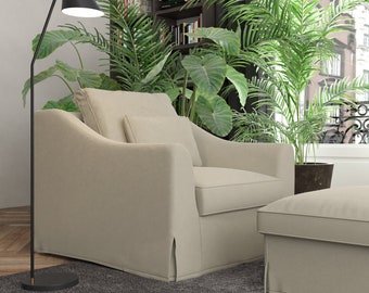 FÄRLÖV Armchair Cover, Handmade Natural Linen Slipcover - Custom Made To Fit Farlov Armchair Reclainer Chair Model