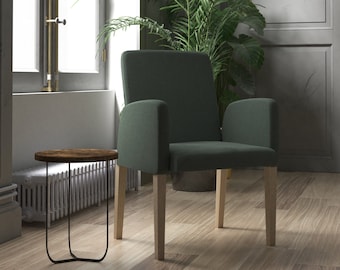 EKHARD Armchair Cover, Handmade Natural Linen Slipcover - Custom Made To Fit EKHARD Dining Chair Model