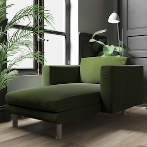 NORSBORG Stand Alone Unit Chaise Longue Cover, Handmade Natural Linen Slipcover - Custom Made To Fit NORSBORG Chaise Longue Model